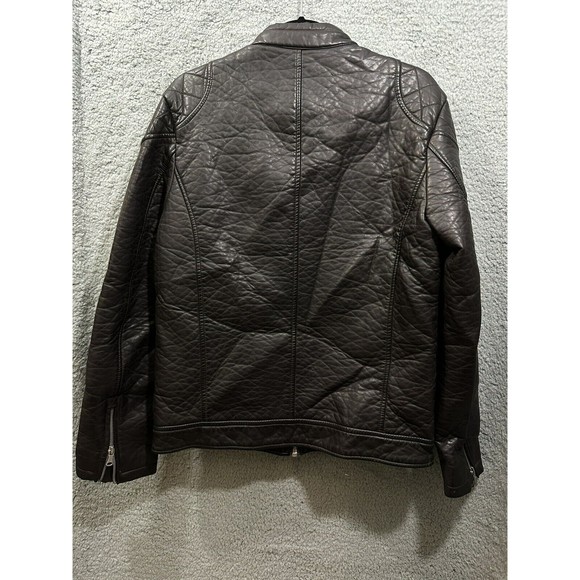 INC International Concepts Vegan Croc Brown Leather Moto Biker Zip Jacket S - Picture 10 of 10
